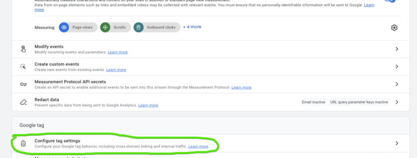 Google Analytics 4 cross domain tracking - configure tag