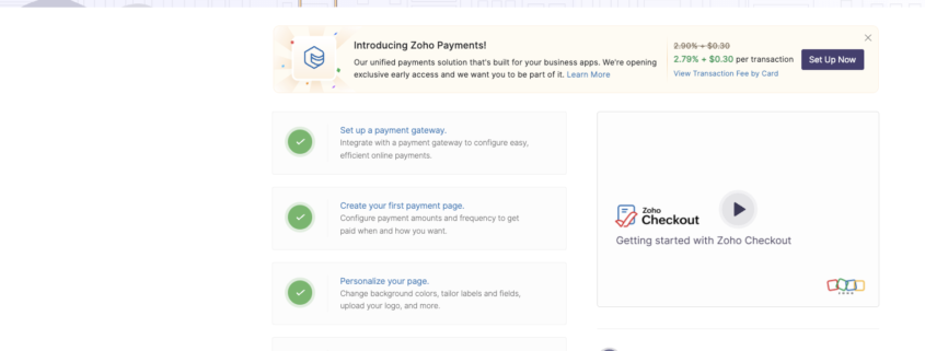 Zoho Checkout home
