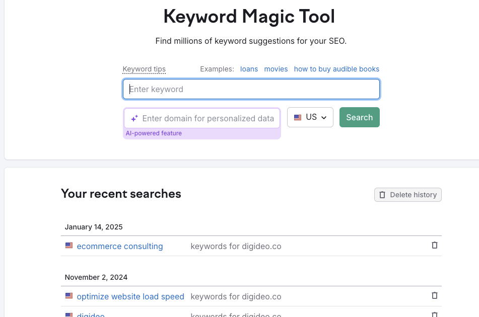 Keyword Generator by Semrush SEO AI